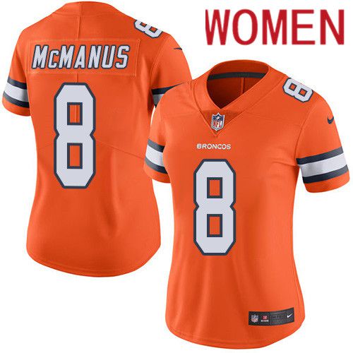 Women Denver Broncos 8 Brandon McManus Orange Nike Rush Vapor Limited NFL Jersey